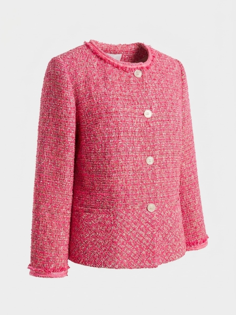 Talbots Pink Tweed Button Jacket